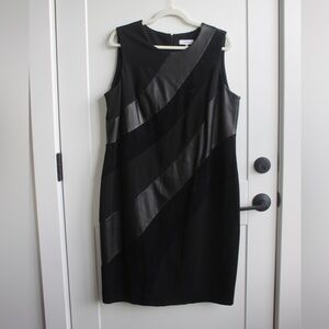 Calvin Klein Black and Gray faux leather Dress